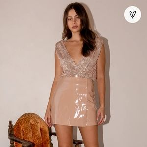 Lulu's gold sequin cowl back bodysuit